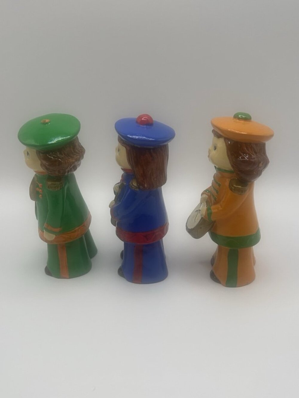 3 Mid Century Paper Mache Plaster Band Figurines Marching Christmas Japan Vntg - Picture 11 of 16